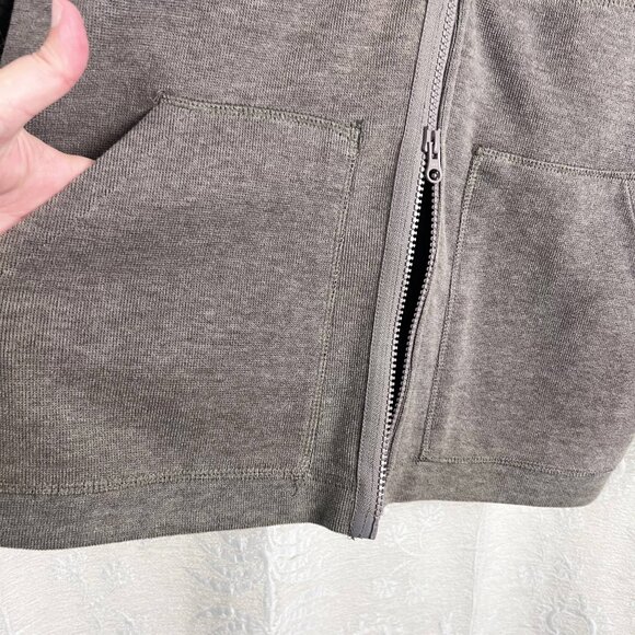 Title Nine quilted patches turtleneck sweater jacket 2-way zip cardigan brown L - Picture 4 of 10